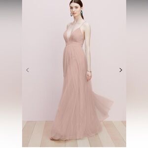 NWT Watters WTOO Lexie - Solid Blush Tulle Gown Lace Up Adjustable Straps